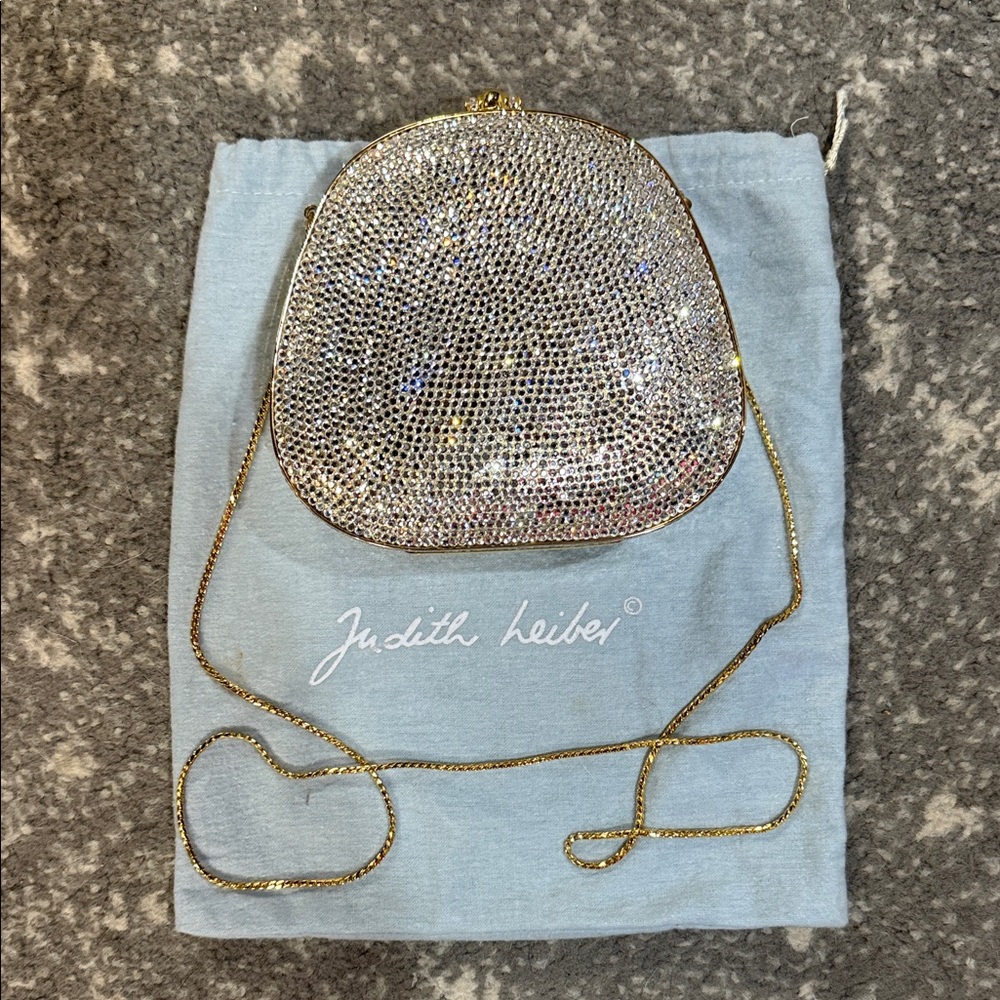 Vintage Judith Leiber Swarovski Crystal-Embellished Silver and Gold Clutch